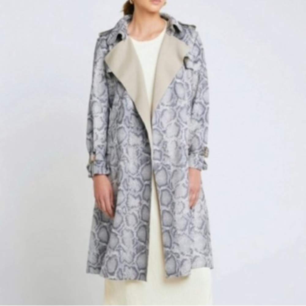 Few Moda New York Gray Snake Print Trench Coat Size XS women